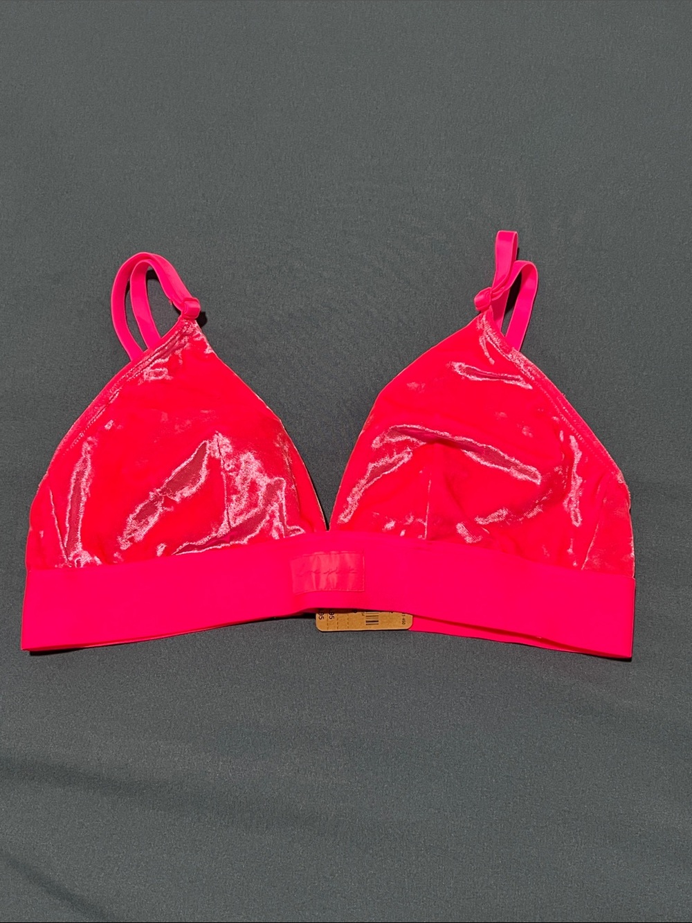 PINK Victoria's Secret Velvet Triangle Bralette in Neon Pink